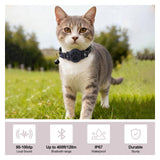 Smart GPS Tracking Cat Collar with Breakaway Safety Design & Reflective Strips – Adjustable Lightweight Tracker Holder Collar for Cats (Black)