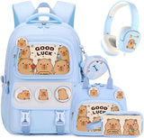Brown Capybara 30-Piece Backpack and School Set