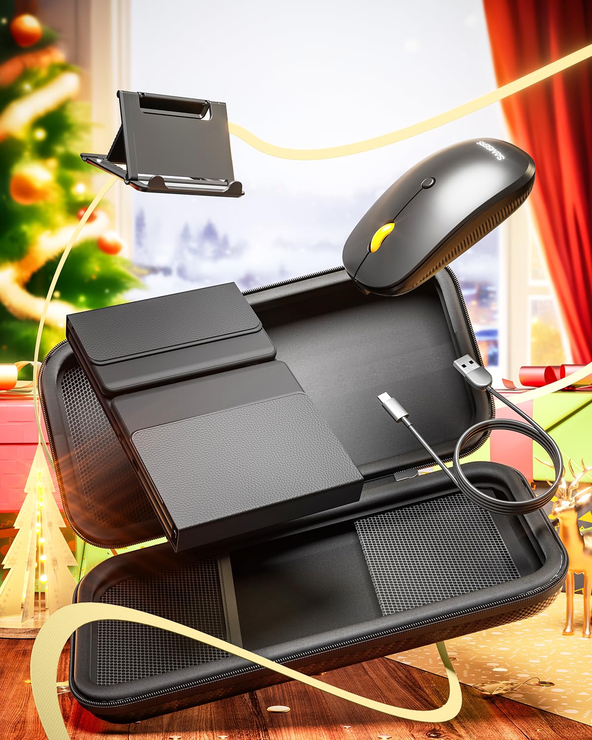 Samsers Foldable Bluetooth Keyboard and Mouse Combo – Portable Wireless Keyboard with Case