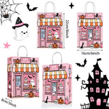 Lofaris 24 Pcs Halloween Bags 16x8x22cm, Boo Candy Store Treat Bags with Cute Ghosts & Pumpkins, Pink & Orange Party Favor Bags for Kids, Trick or Treat Goodie with Handles