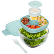 Bentgo Glass Salad Bowl – Airtight Stackable Lunch Container with Toppings Tray & Sauce Cup