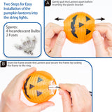 Fabric Halloween Pumpkin Lantern String Lights – 9.8FT Plug-In Jack-O’-Lantern Lights with Warm White Glow, UL Certified & Waterproof (10 Lanterns)