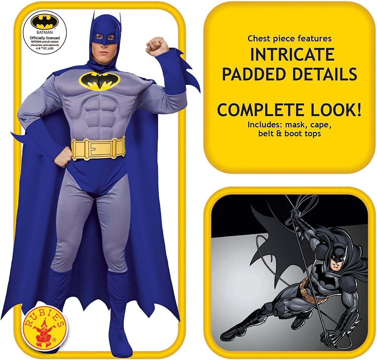 Batman: The Brave and The Bold Deluxe Muscle Chest Costume for Adults – Official DC Comics Hero Outfit