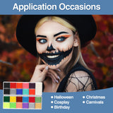 22-Color Halloween Face Paint Kit – Oil-Based Professional Body Paint Set with Brushes, Stencils & Sponges
