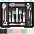 Expandable Silverware Drawer Organizer – Adjustable Cutlery Tray with Deep Compartments (Black)