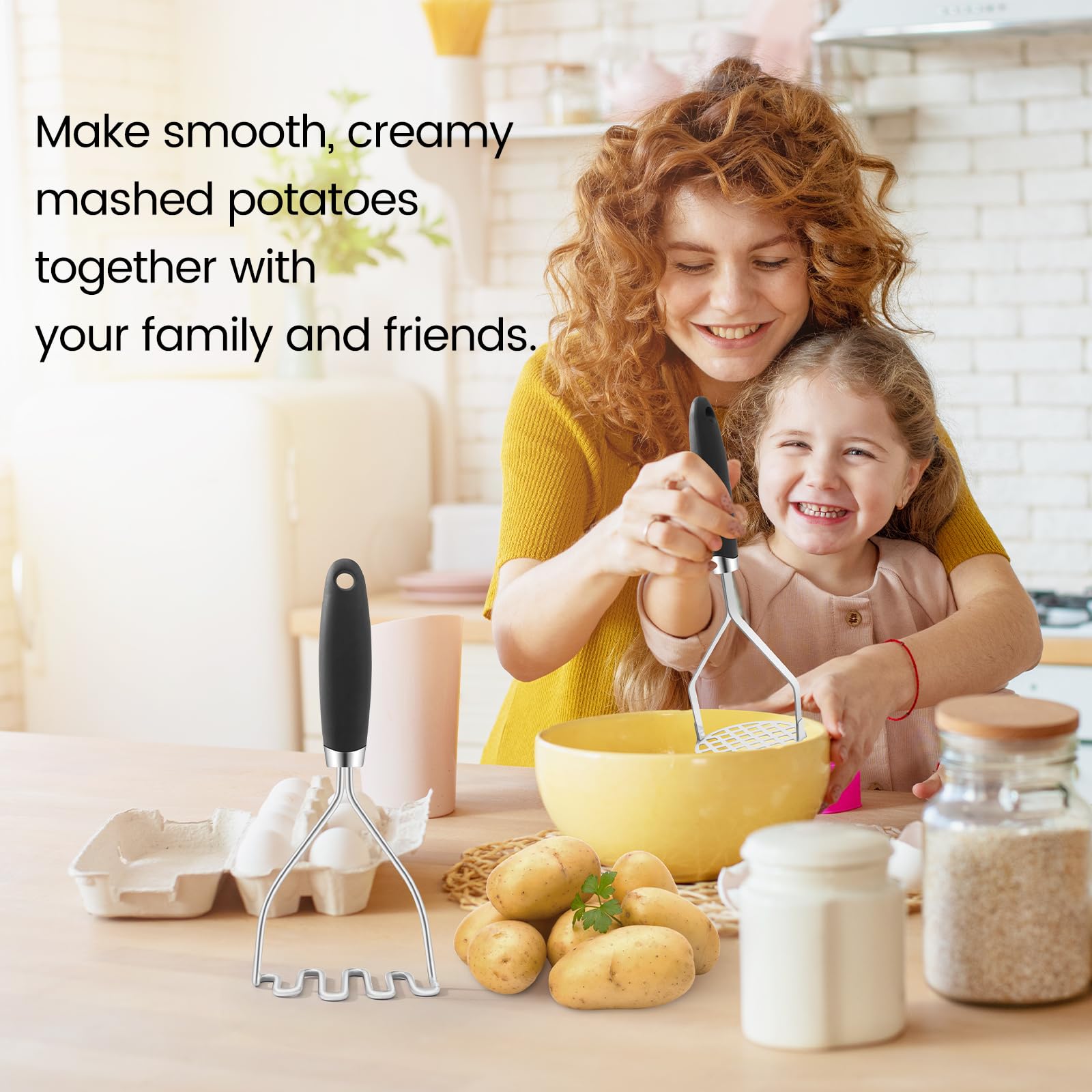 Dual Potato Masher Set – Stainless Steel Heavy-Duty Mashers with Ergonomic Handles (2-Piece)