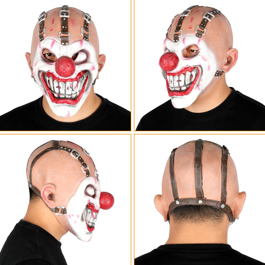 Cyclopia Killer Clown Mask – Horror Latex Sweet Tooth Mask with Black Nose & Sharp Teeth for Halloween Cosplay
