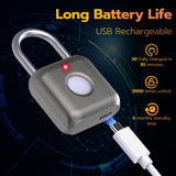 Portable Fingerprint Padlock USB Rechargeable Biometric Lock for Gym Locker, Luggage, Bike & Storage Security