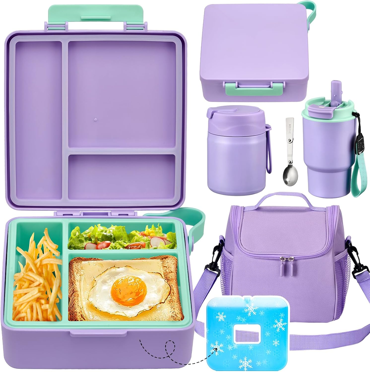 Purple 4-Piece Lunch Set with 17 oz Food Jar