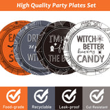 Halloween Dessert Plates – 48 Pcs 7-Inch Assorted Paper Plates for Spooky Party Snacks & Appetizers