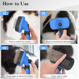 Swihauk Self-Cleaning Slicker Brush for Dogs & Cats – Gentle Deshedding Grooming Tool (Blue)