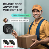 Fingerprint Keypad Door Knob Lock 2 Pack with Same Key, Biometric Smart Entry Lock for Home, Office & Garage Doors