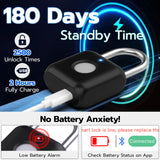 Keylesslife Bluetooth Fingerprint Smart Padlock with App Control, USB Rechargeable Biometric Lock for Gym, Luggage & Storage