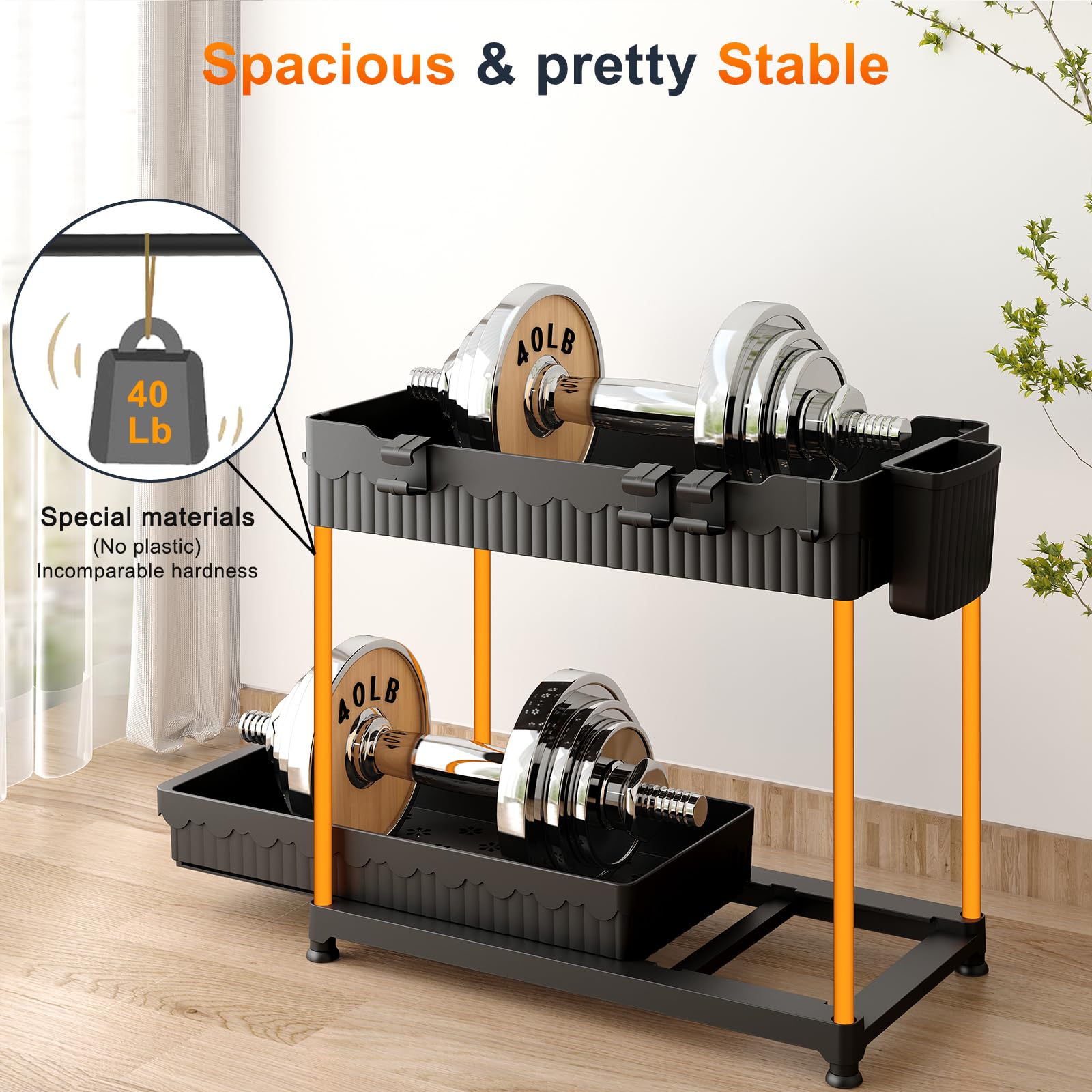 4-Pack Under Sink Organizer Set – 2-Tier Pull-Out Storage with Hooks & Cups (Black)