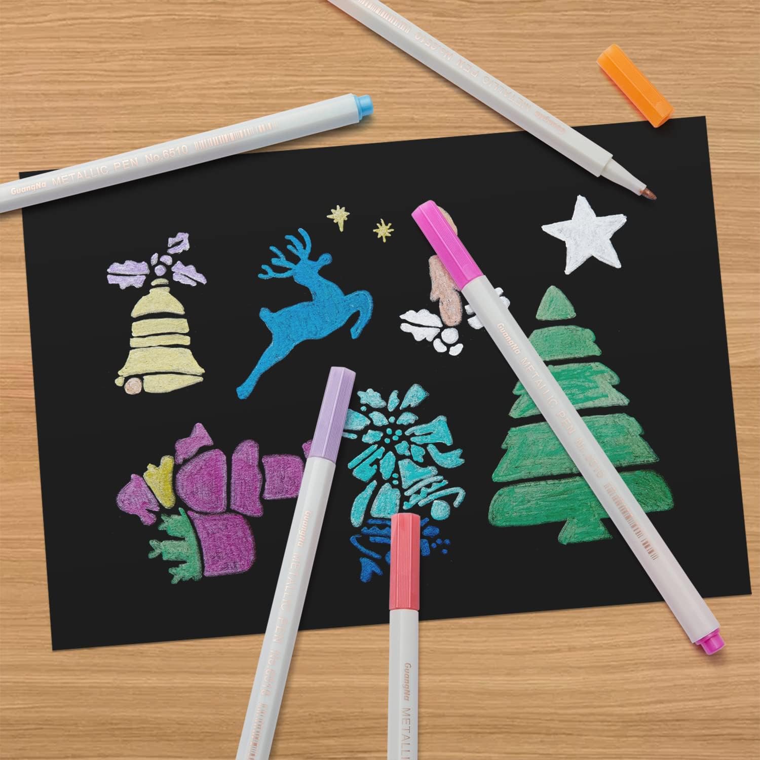 12-Color Fine Point Metallic Marker Set for Dark Paper and DIY Crafts