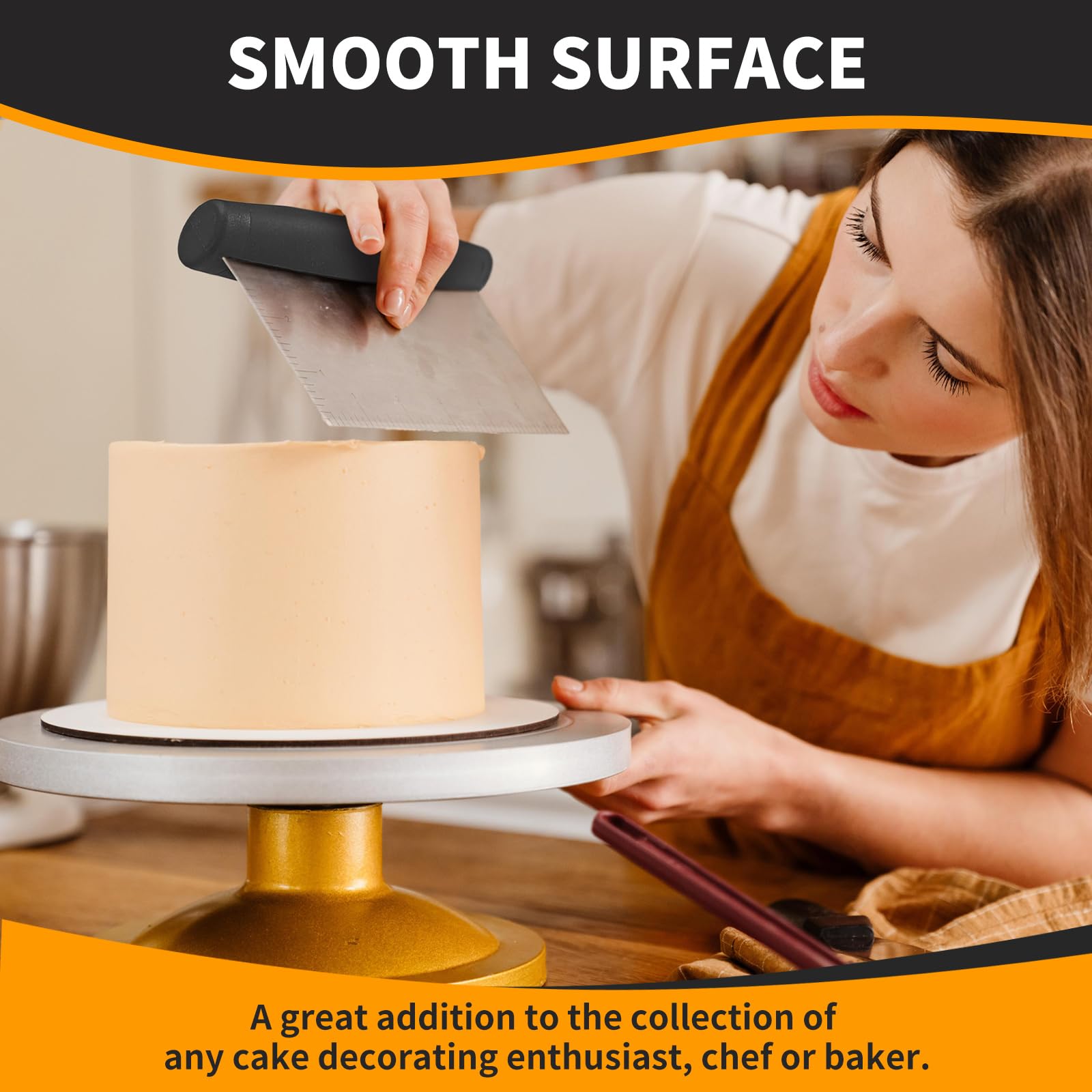 Stainless Steel Bench Scraper with Measurement Marks – Ergonomic Dough & Pastry Cutter