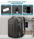 AREYTECO 50L Expandable Carry On Travel Backpack with USB Port, TSA Lay-Flat Design and 17” Laptop Compartment