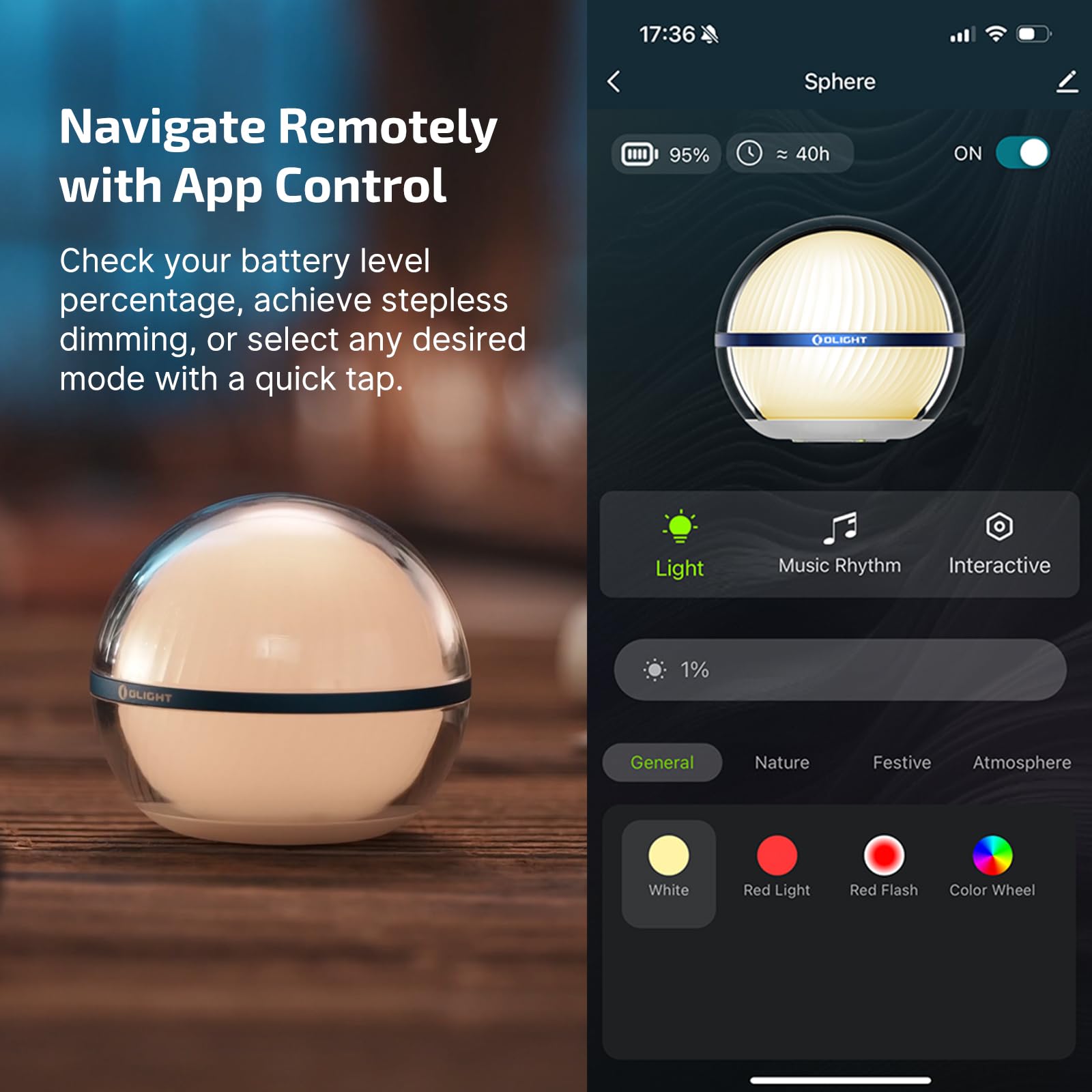Mini RGB Sphere Desk Lamp – App Controlled 360° Night Light with Music Sync & Timer