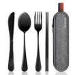 Portable Stainless Steel Travel Utensil Set with Case – Reusable Fork, Spoon, Knife & Chopsticks for Camping, Office & Lunch