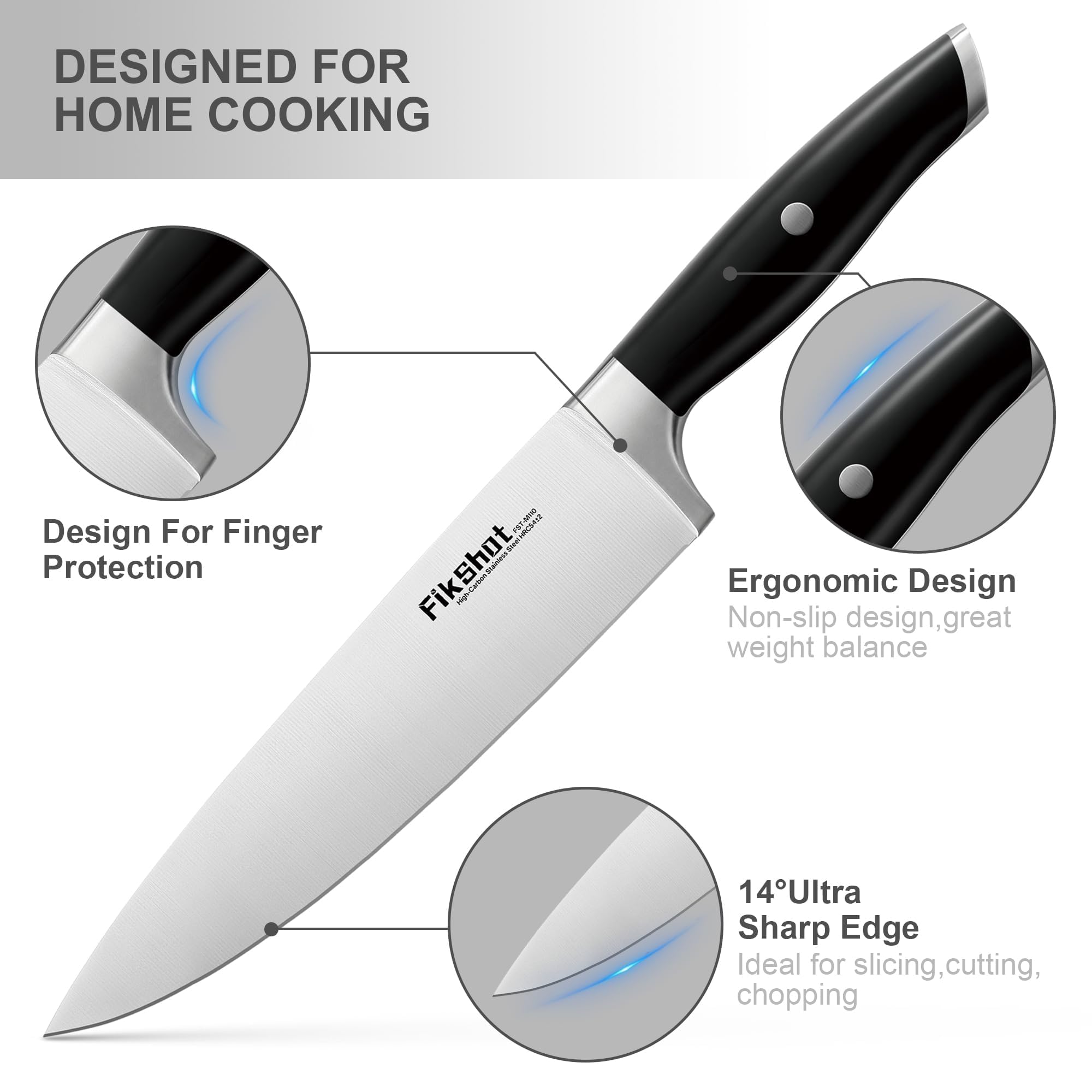 14-Piece Professional Knife Block Set with Sharpener – Full Tang Stainless Steel Kitchen Knives