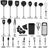 33-Piece Stainless Steel & Silicone Kitchen Utensil Set with Holder