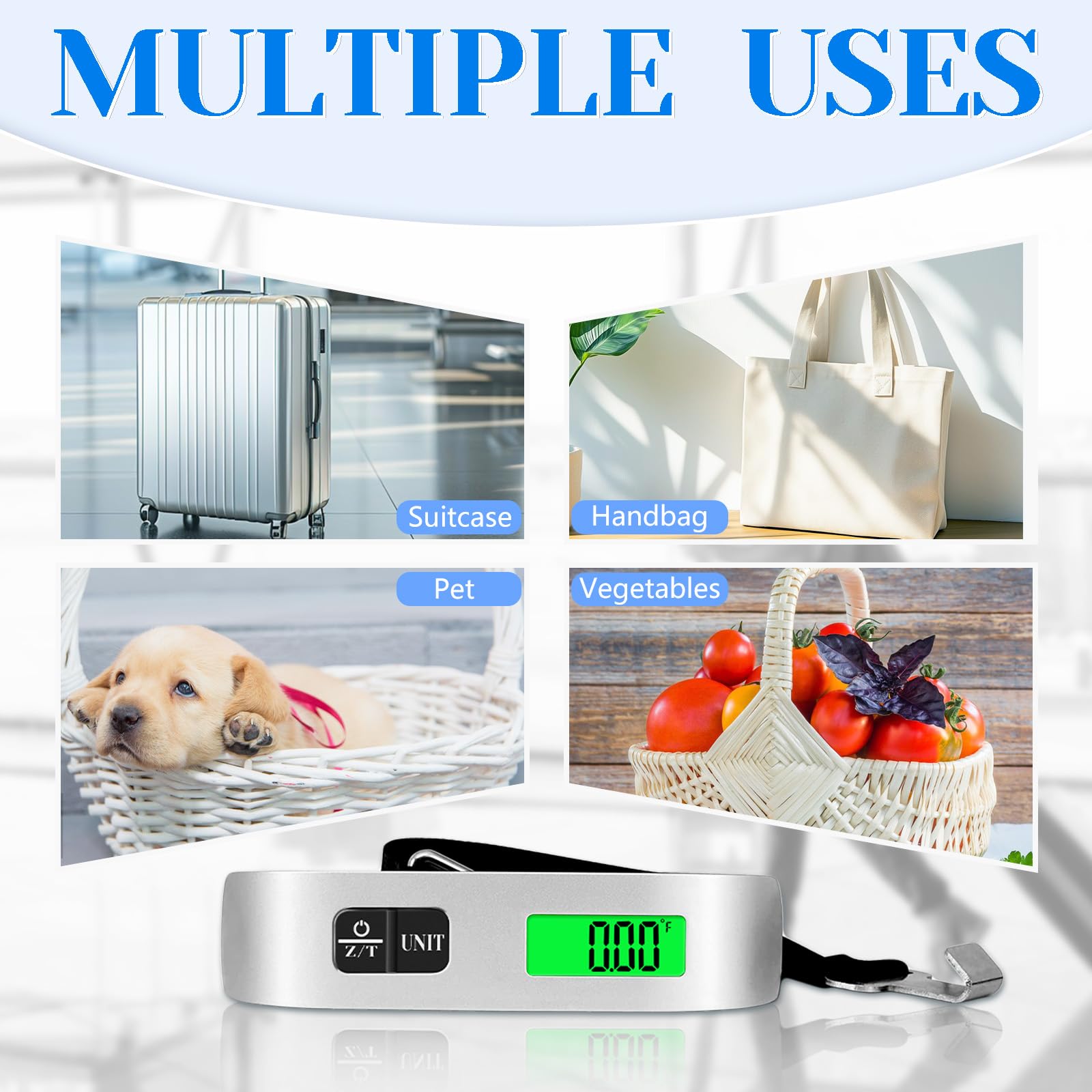 Digital Luggage Scale with LCD Display – Portable Travel Suitcase Weight Scale up to 110 lb with Backlight Screen