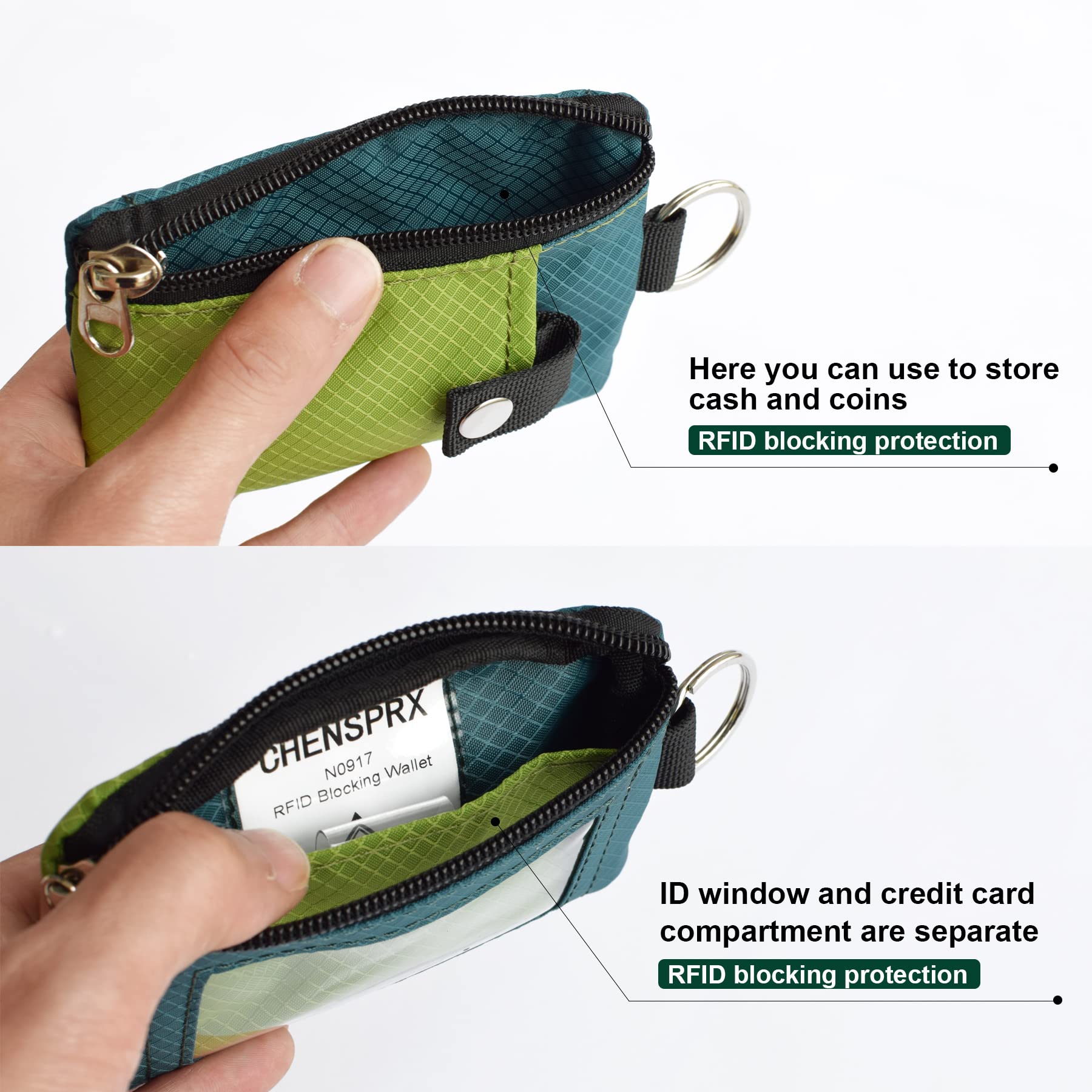 RFID Blocking Small Wallet with Lanyard, Compact Card Holder Wallet for Travel, Coins and Cash