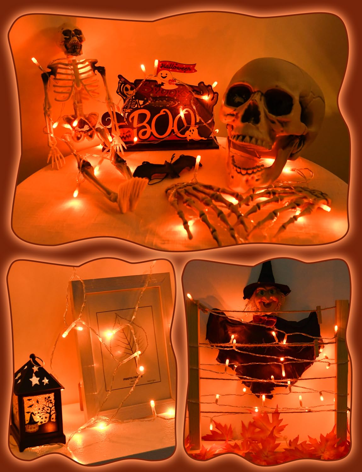 Battery Operated Halloween Lights – 30 LED 9.8ft Orange String Lights with Timer, Waterproof Indoor & Outdoor Decor