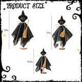 Black Witch Hat Table Decor – Set of 3 Rustic Halloween Witches for Desk, Shelf & Mantel Decorations