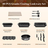 30-Piece Nonstick Granite Cookware & Bakeware Set with Induction Compatibility