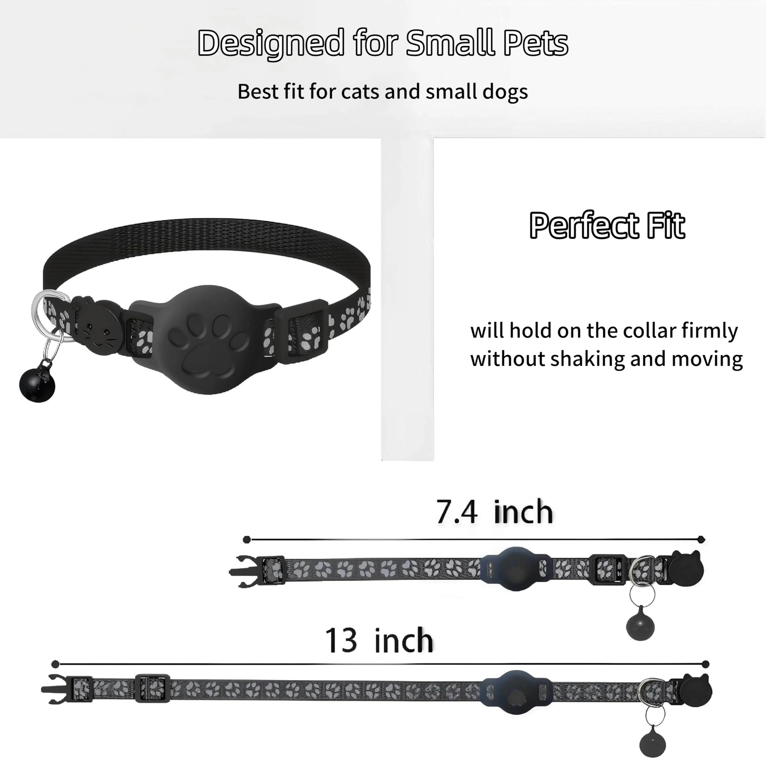 Apple Find My Cat GPS Tracker, Waterproof Smart Pet Locator, No Subscription, Lightweight iOS Compatible Collar Tracker