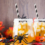 Black & White Stripe Paper Straws – 100PCS 7.75” Biodegradable Eco-Friendly Drinking Straws for Parties & Daily Use