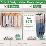 Space-Saving Velvet Pants Hangers (3-Pack) – 5-Tier Non-Slip Closet Organizer for Jeans, Pants, Scarves & Ties (Black)