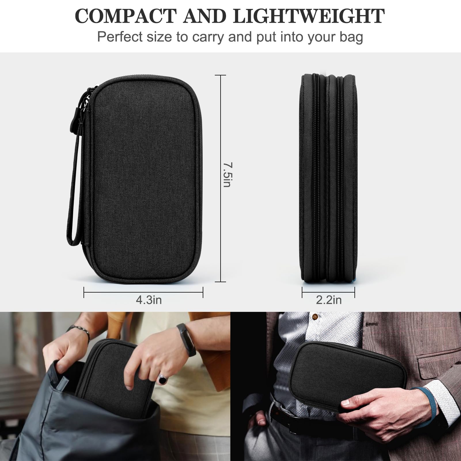 Portable Electronics Organizer Travel Case – Waterproof Cable Organizer Bag for Chargers, USB Cables, Earbuds & Tech Accessories