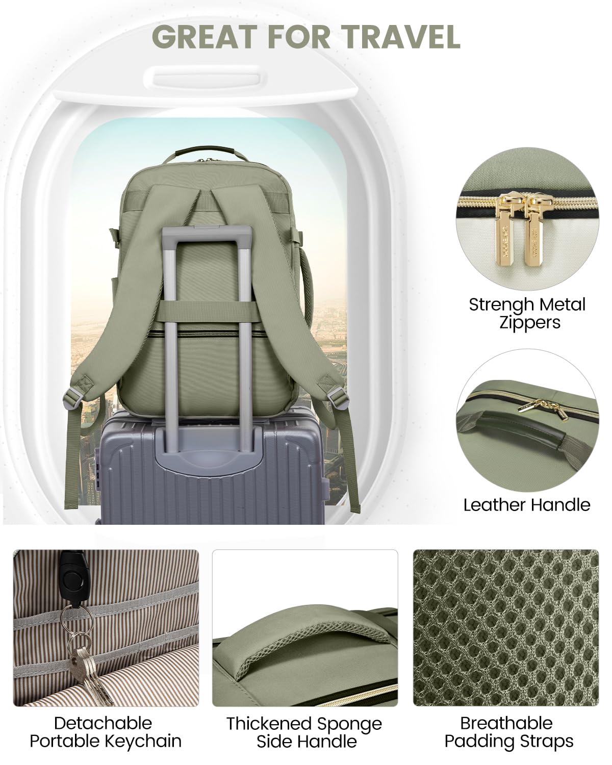 LOVEVOOK 40L Airline-Approved Carry-On Travel Backpack with 3 Packing Cubes & Wet Pocket – Unisex