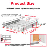 DINDON Extra-Wide Chrome Pull-Out Cabinet Organizer – Heavy-Duty Single-Tier Slide-Out Wire Basket for Base Cabinets
