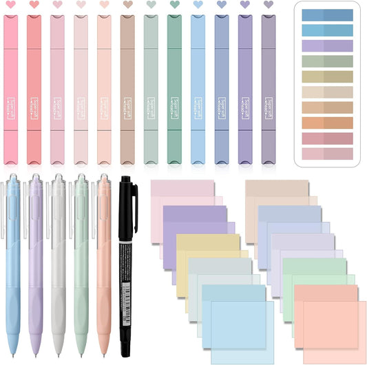 38-Piece Book Annotation Kit with Highlighters, Tabs and Sticky Notes