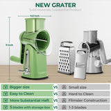 Rotary Cheese Grater with Hand Crank – 5 Interchangeable Blades, Suction Base, BPA-Free