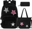 Black Star Corduroy 3-Piece School Backpack Set