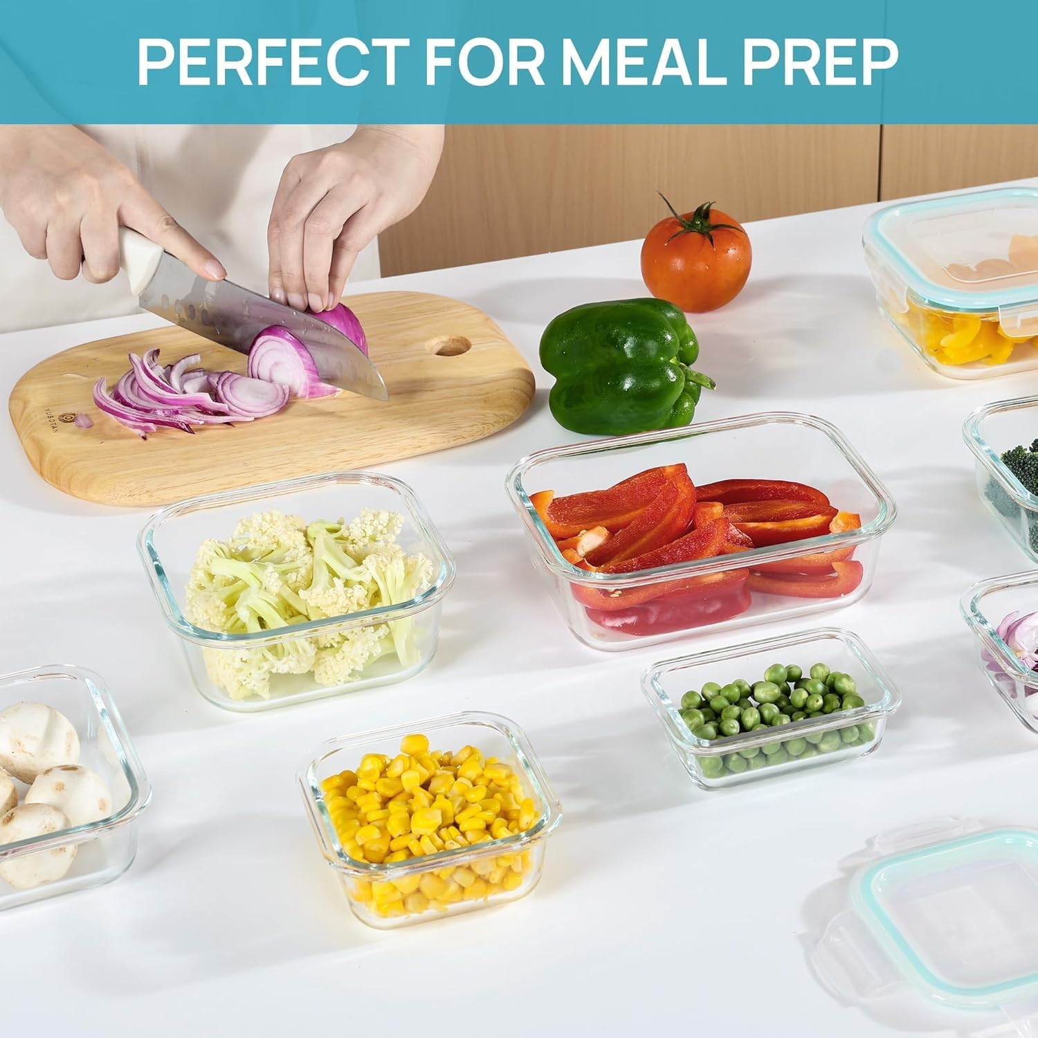 8-Piece Airtight Glass Food Storage Container Set with Leakproof Lids – Stackable Meal Prep & Kitchen Organization Solution (Green)