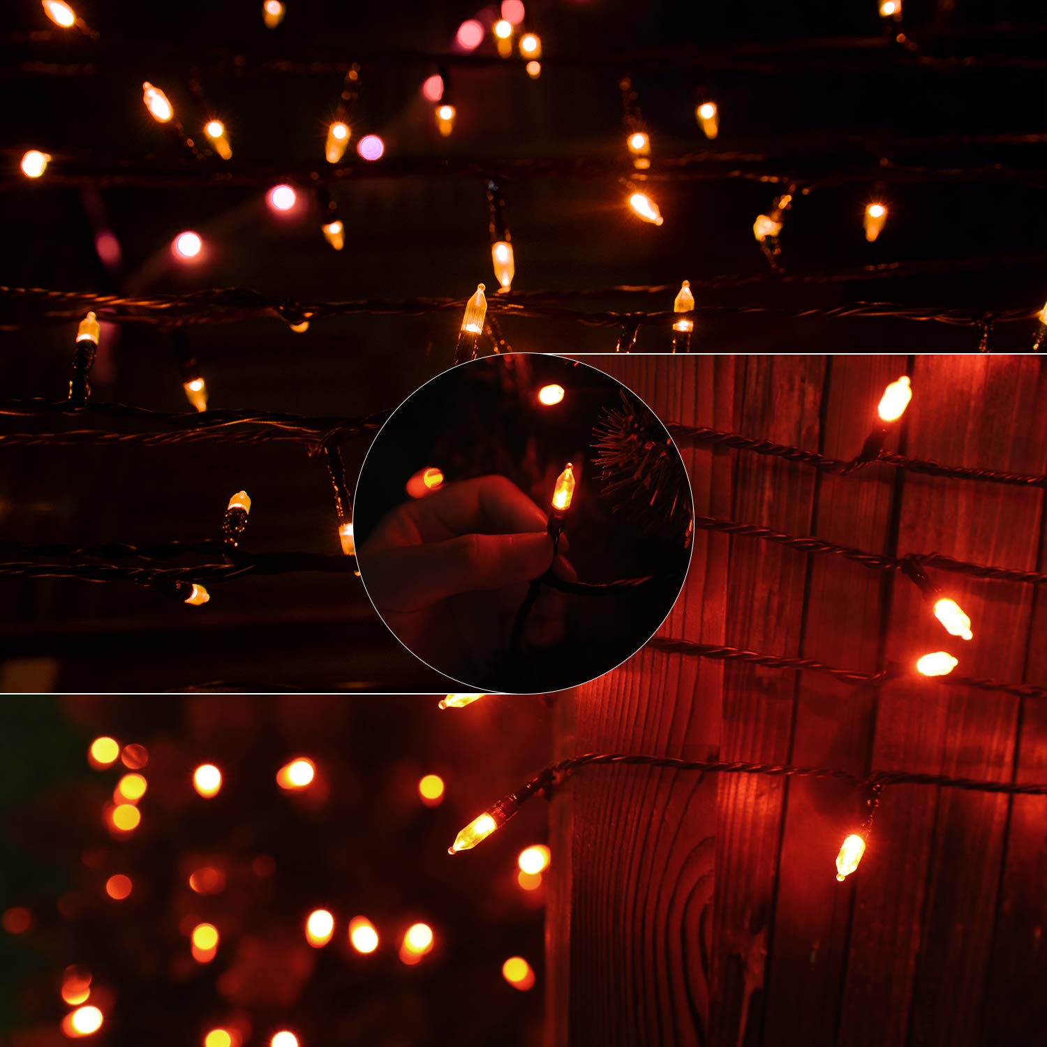 39FT Orange Halloween String Lights – 100 LED Plug-in Twinkle Lights with 8 Modes & Extendable Design for Outdoor Décor