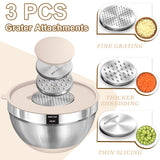 5-Piece Stainless Steel Mixing Bowl Set with Graters & Airtight Lids – Non-Slip Silicone Base