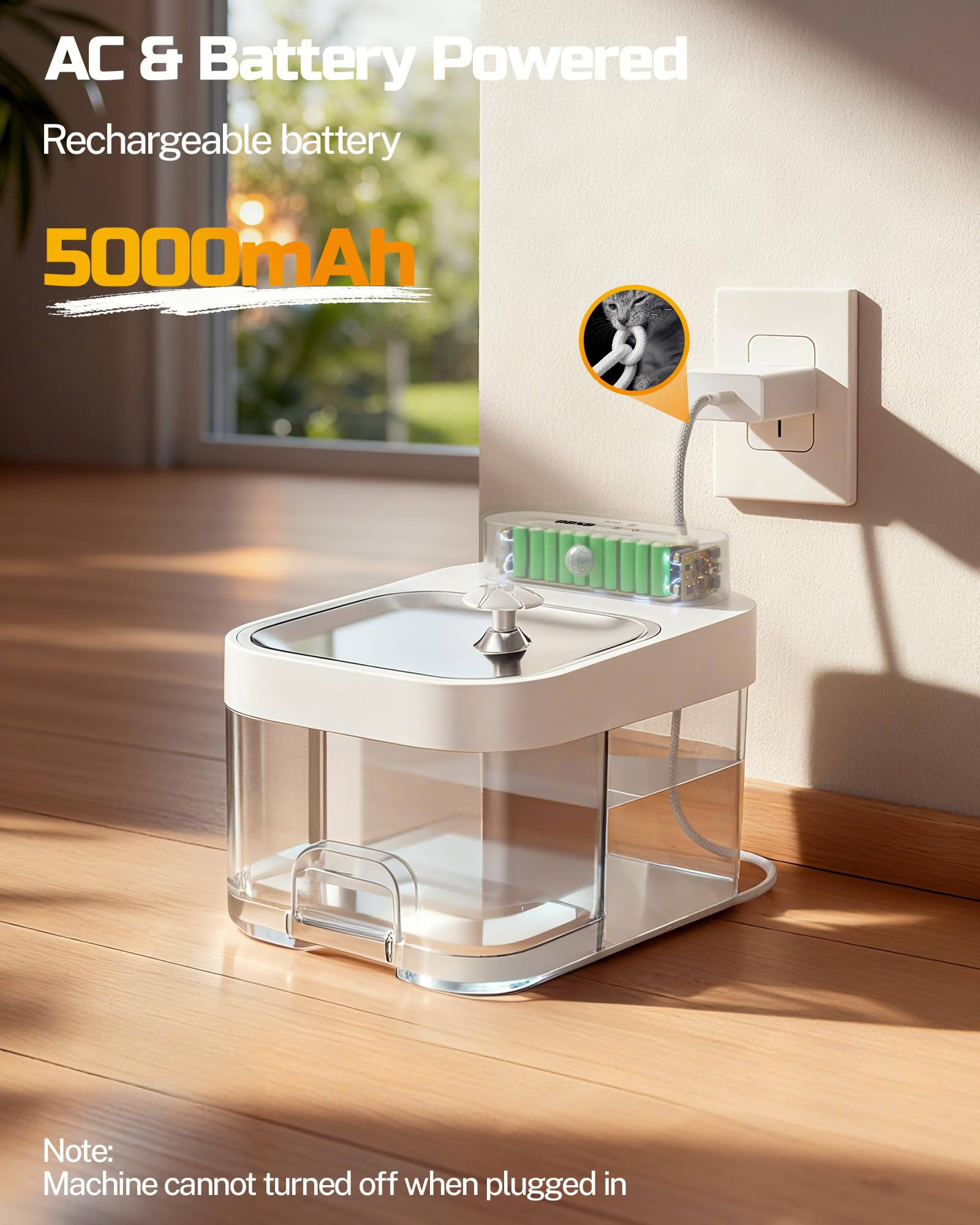 ODSD Smart Wastewater Separation Cat Water Fountain 3L – App Control & 5000mAh Dual Power System (White)
