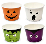 Halloween Snack Cups – 60 Pack Dessert Treat Cups with Pumpkin, Ghost, Frankenstein & Vampire Designs (10oz, Multicolor)