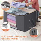 90L Large Fabric Storage Bags (6-Pack) – Foldable Closet Organizers with Reinforced Handles & Clear Window, Grey
