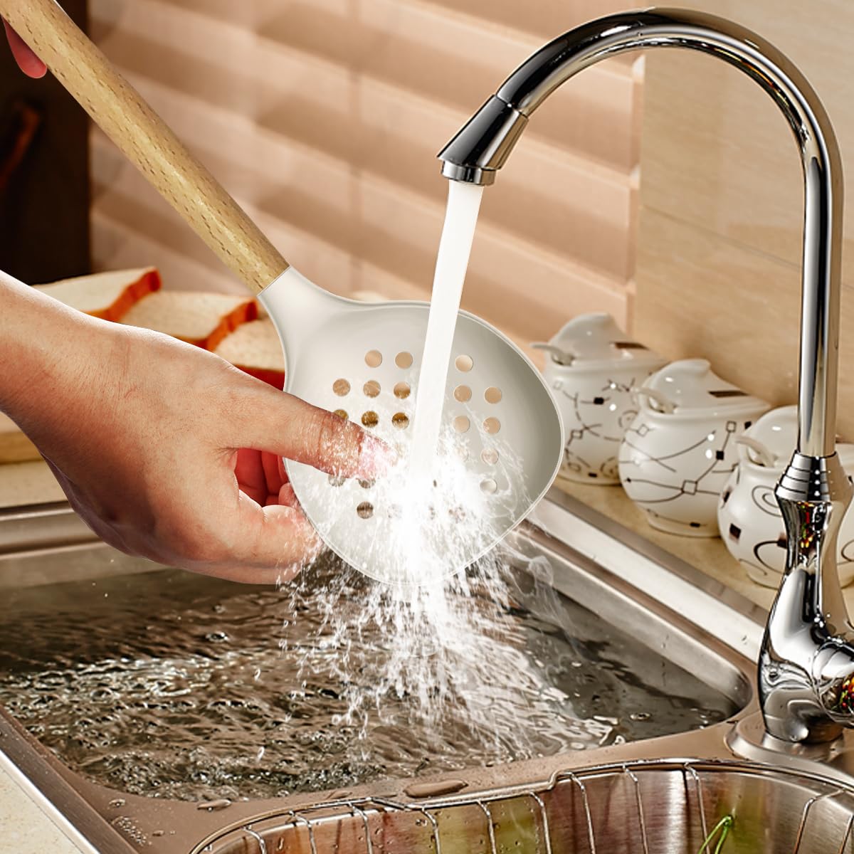 Silicone Kitchen Utensils Set with Wooden Handles – BPA-Free, Heat Resistant Cooking Tools