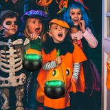 3-Pack Black Witch Cauldron Serving Bowls with Green LED Lights – Halloween Candy & Snack Display Set