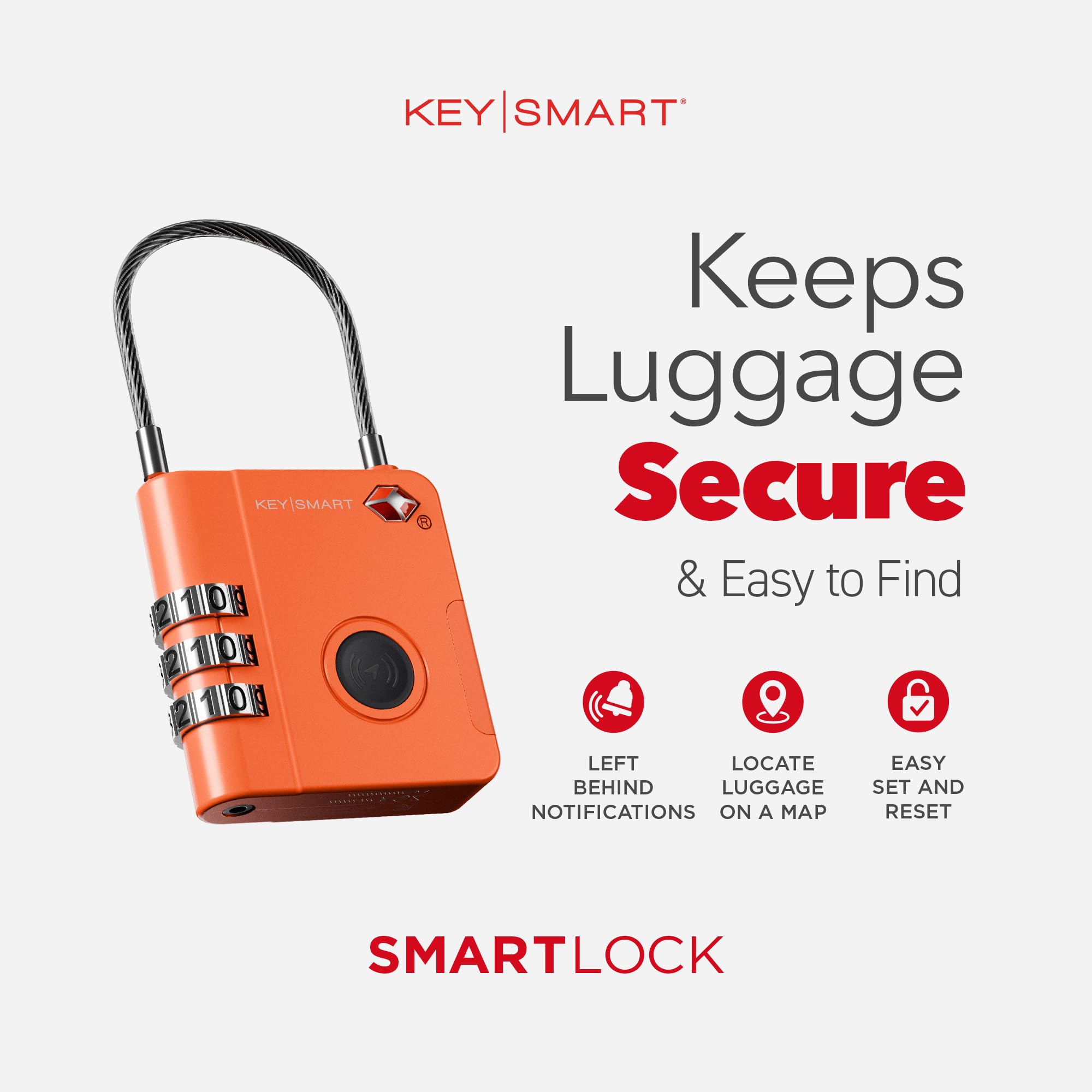 Apple Find My Compatible Smart TSA Luggage Lock with Bluetooth Tracking, Water-Resistant Travel Padlock