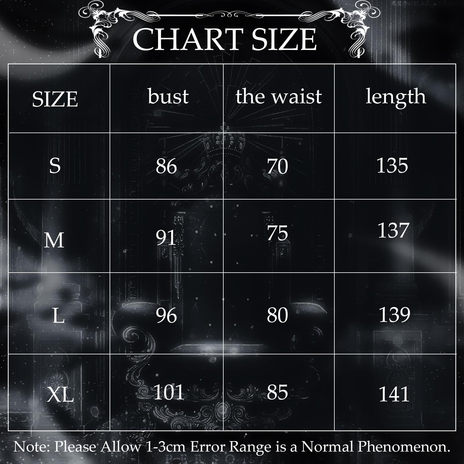 Women’s Gothic Halloween Costume Set – Long Black Dress, Wig, Rose, Ring & Necklace (5pcs)