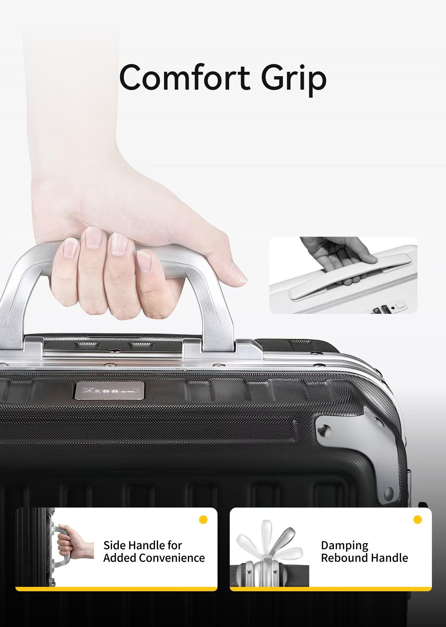 Zx Core 20-Inch Zipperless Carry-On Luggage with Aluminum Frame & TSA Lock – Charcoal Metallic